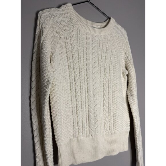 Gap Fisherman Sweater Womens XS Cream Off White Ivory Cable Knit Crew Pullover - Picture 2 of 7